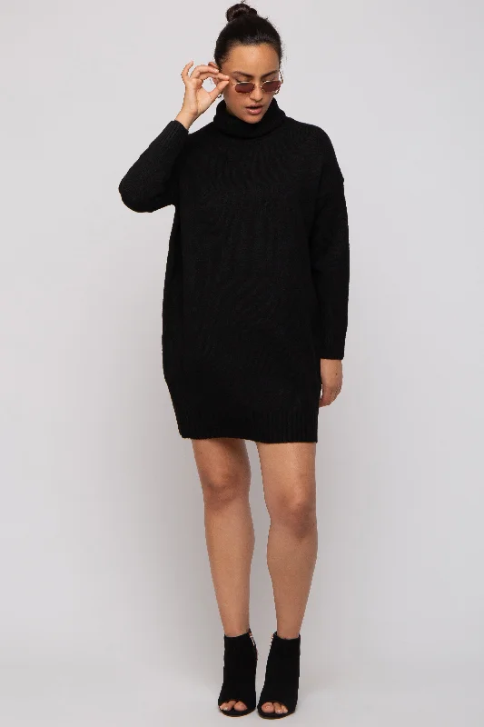 Black Turtleneck Sweater Mini Dress