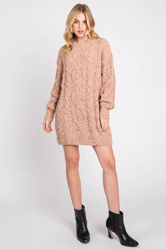 Camel Soft Knit Sweater Dress