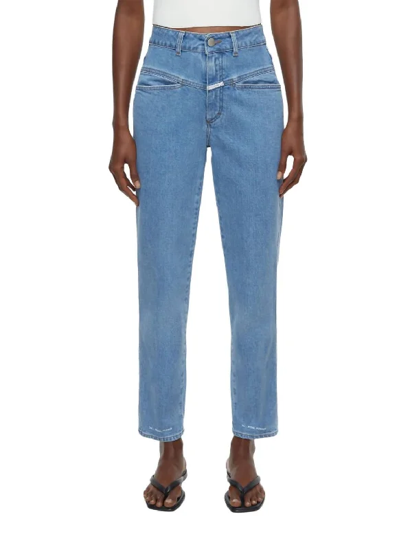 Pedal Pusher Jean In Mid Blue